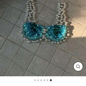 Sparkling Blue Sequin and Pearl Hair Accessory